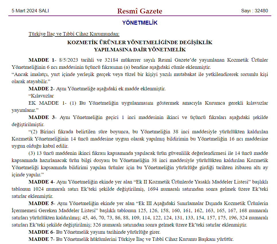 Kozmetik Ürünler Yönetmeliğinde Değişiklikler Yapıldı