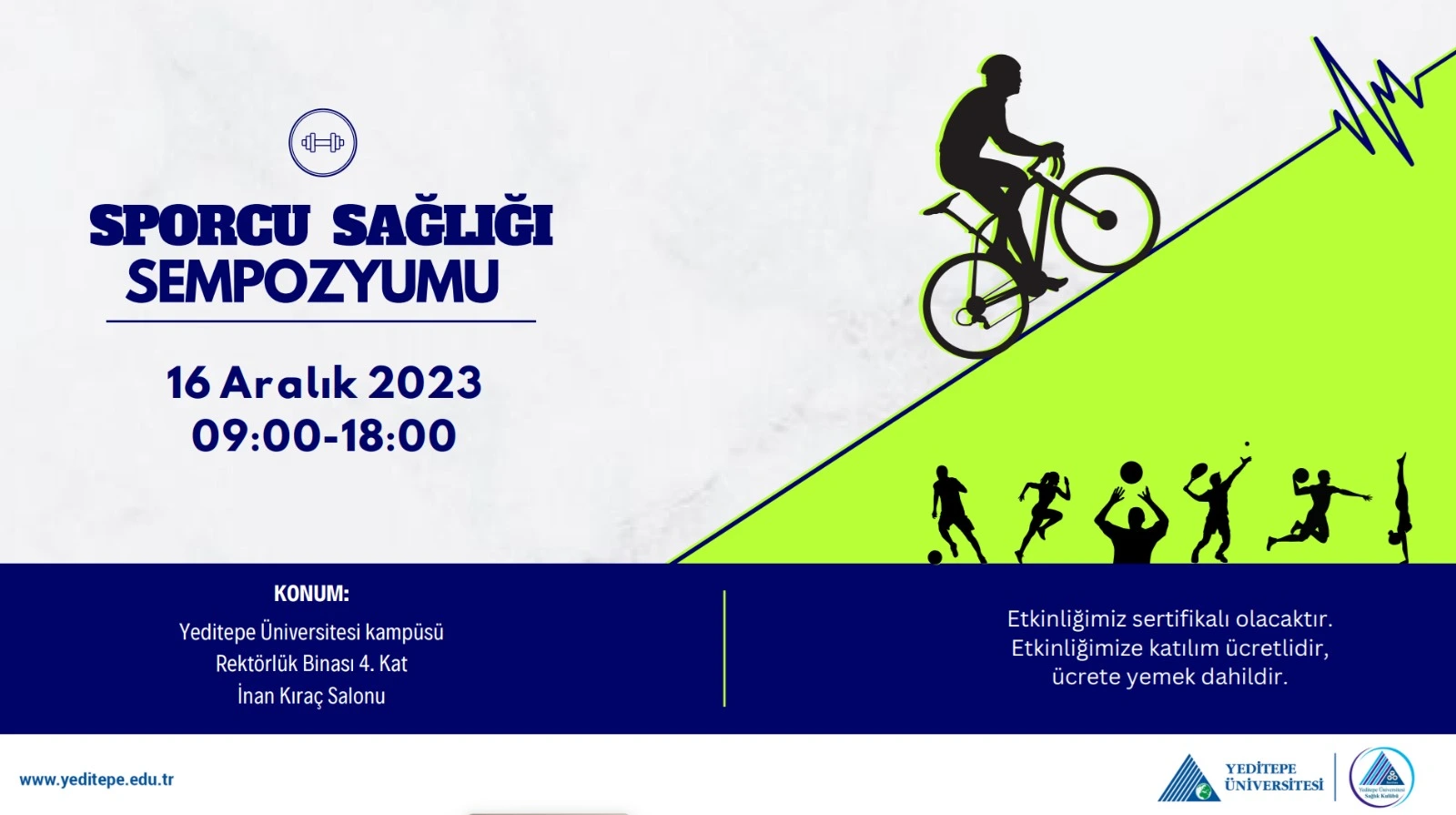 Sporcu Sağlık Sempozyumu 16 Aralık Cumartesi Günü Yeditepe Üniversitesi'nde!